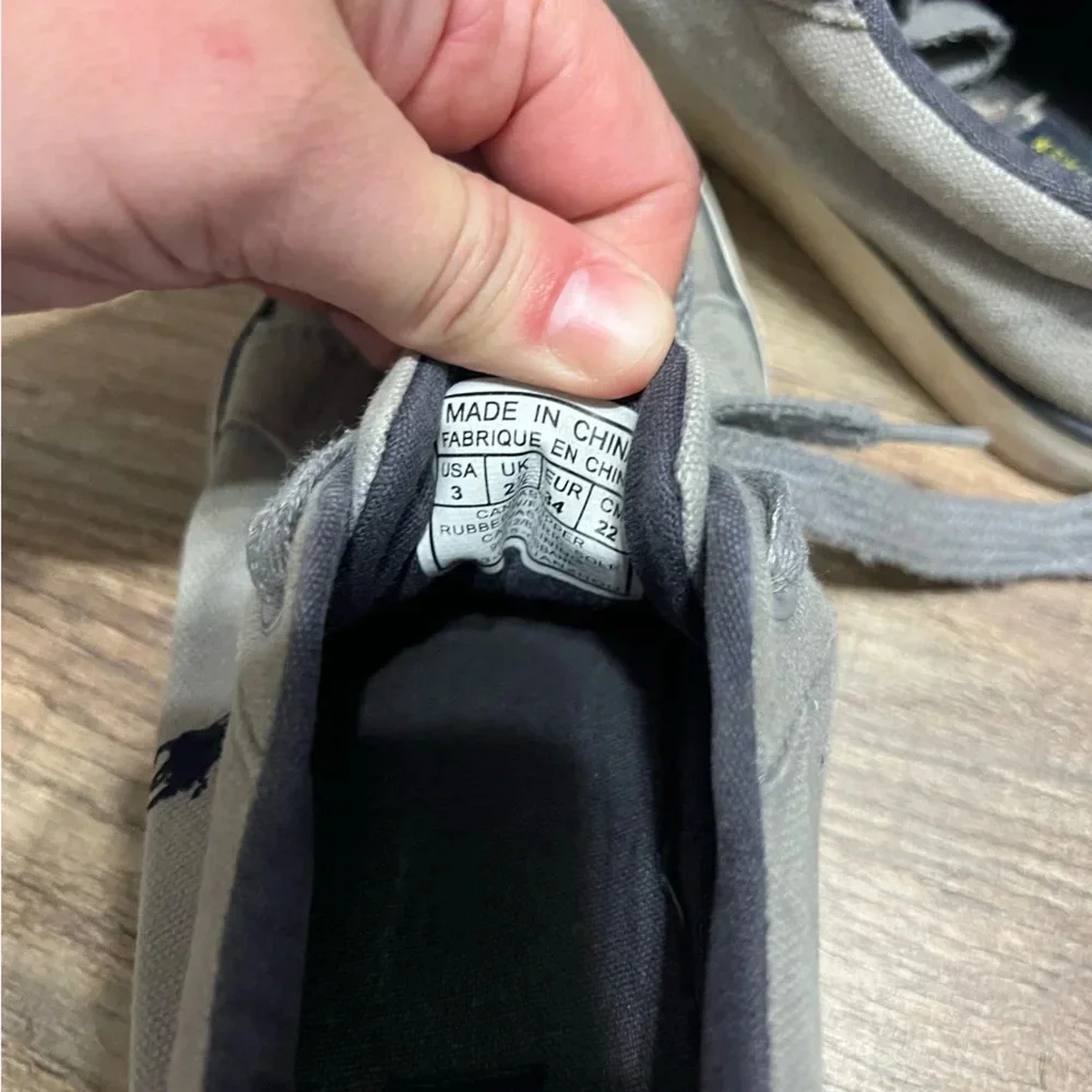 Ralph Lauren Polo Sneakers - Gray Canvas (Size 3 US)